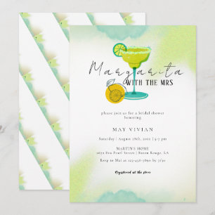 Greeny Watercolor Margarita Lime Möhippa Inbjudningar