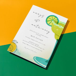Greeny Watercolor Margarita Lime Möhippa Inbjudningar