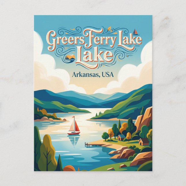 Greers Ferry Lake Arkansas Vykort (Framsida)
