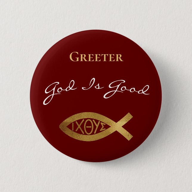 Greeter Christian Church Gud är Bra Modern Red Knapp (Framsida)