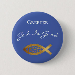 Greeter Christian Church Gud är Bra Service Knapp