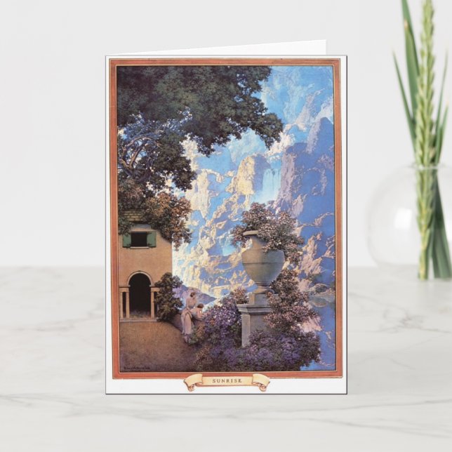 Greetin kort med "soluppgång" vid Maxfield Parrish (Framsida)