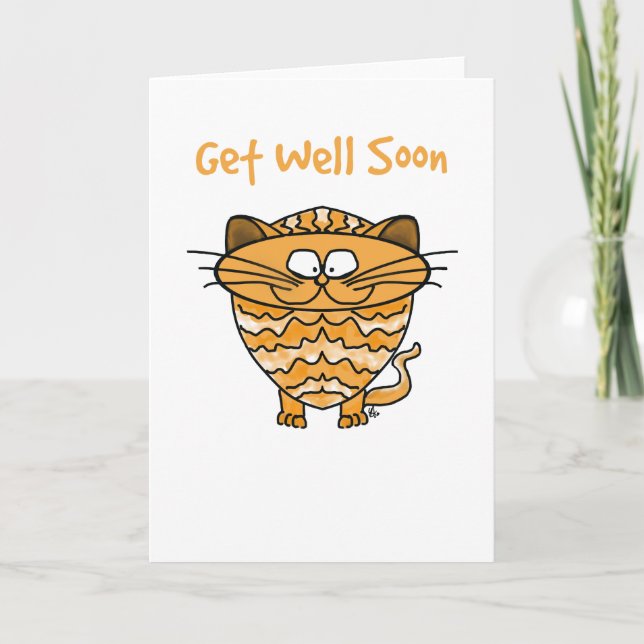 Greeting Card -Cat - Get Well Soon Kort (Framsida)