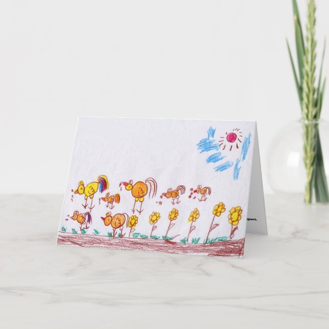 GREETING CARD: "Chickens" av Morsa Theu (andra kla Kort (Framsida)