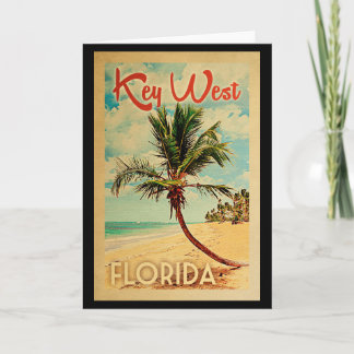 Greeting Card Florida Handflatan Träd Retro nyckel Kort