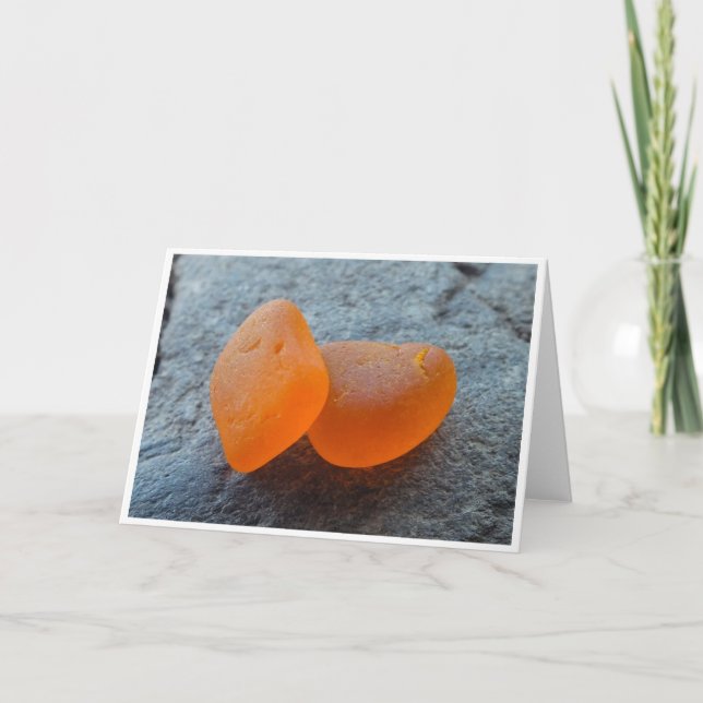 Greeting Card för äkta Orange Sea Glass Nuggets Kort (Framsida)