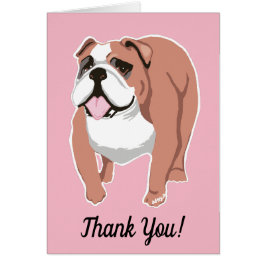 Greeting Card för engelska Bulldog Rosa Tack Hälsningskort