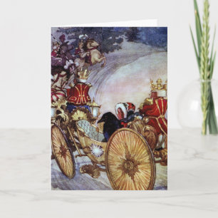 Greeting Card för gyllene coach Fine Art Illustrat Helgkort