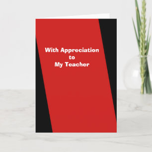 Greeting Card för lärardagen, Rand Red Tack Kort