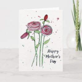Greeting Card för mors dag Watercolor Flowers Kort