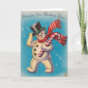 Greeting Card för Retro-jul-Snögubbe Helgkort