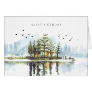 Greeting Card för skogsherg i spegel Sjö Hälsningskort