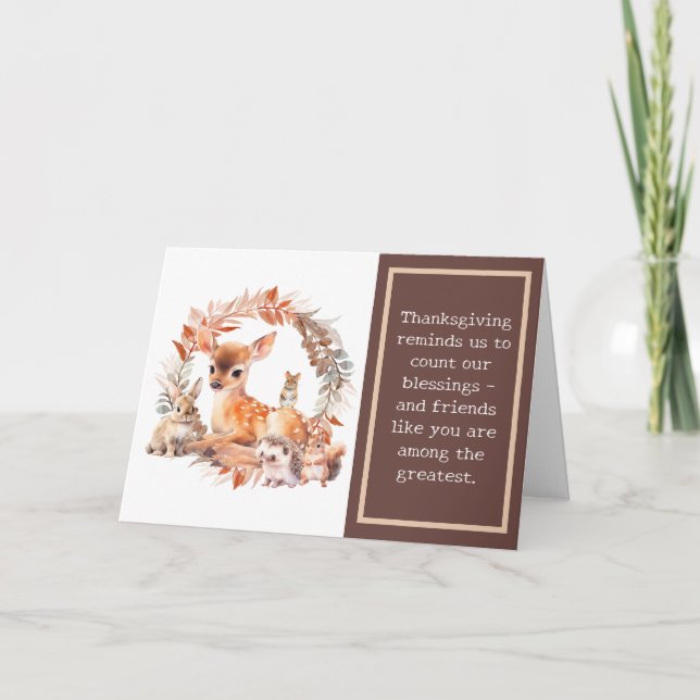 Greeting Card för Thanksgiving av trädjur Helgkort (Framsida)