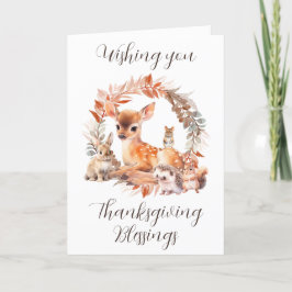Greeting Card för Thanksgiving av trädjur Helgkort