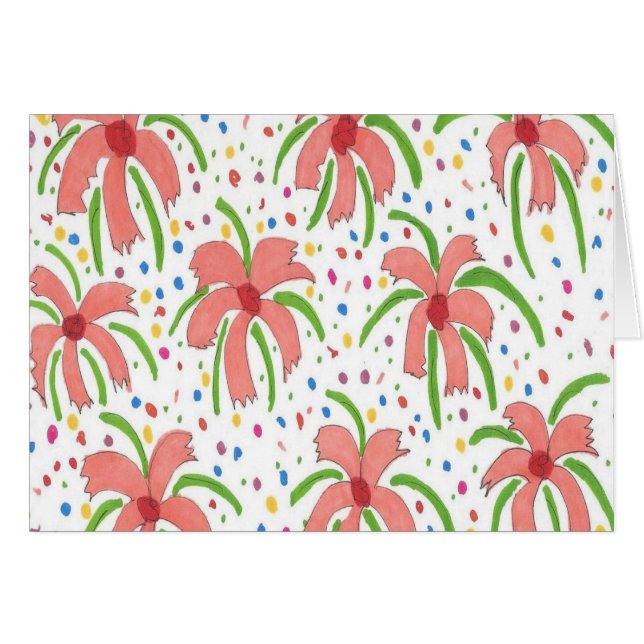 Greeting Card för Tropical Fiesta Flowers Hälsningskort (Framsidan Horizontal)
