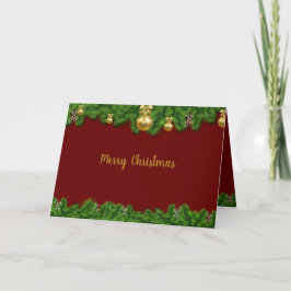 Greeting Card God jul Garland Red & Grönt Kort