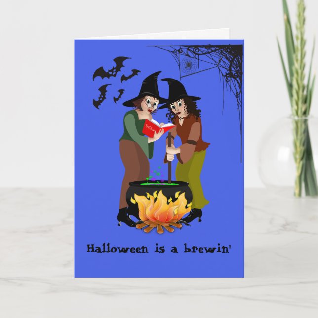 Greeting Card-Halloween, något Brewin' Kort (Framsida)