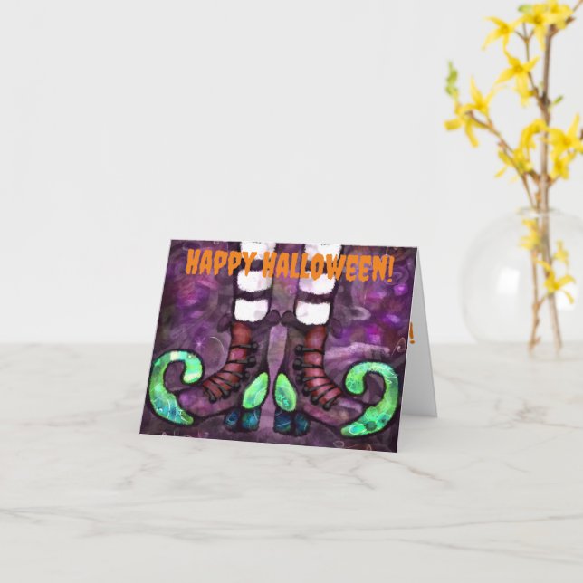 Greeting Card Happy halloween Witch Boots Kort (Gul blomma)