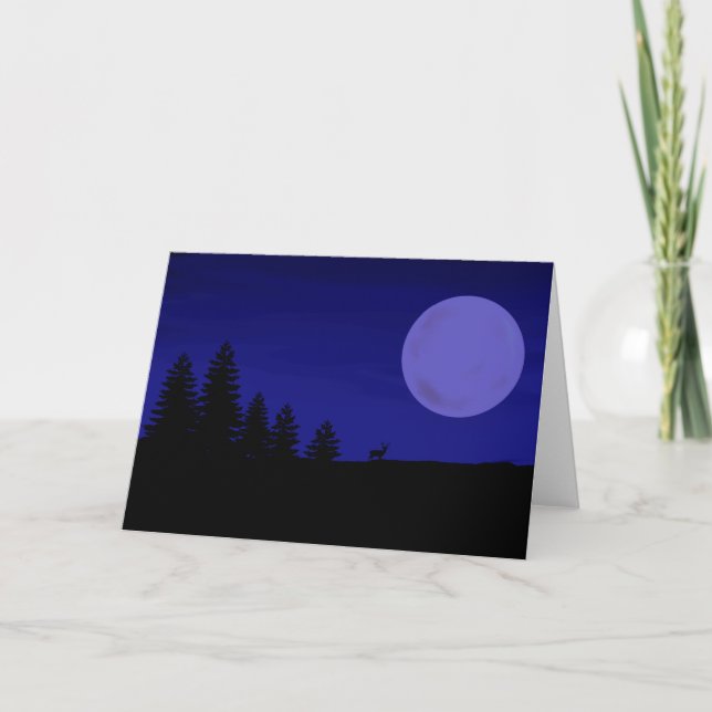 Greeting Card Hjort Måne Kort (Framsida)