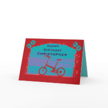 Greeting Card lycklig 30års födelsedag, Red Bicycl