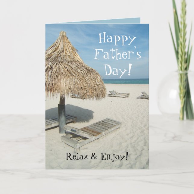 Greeting Card Lycklig Fars dag, Beach Cabana Kort (Framsida)