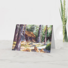 Greeting Card Sjö Tahoe Cabin 7" X 5" Kort