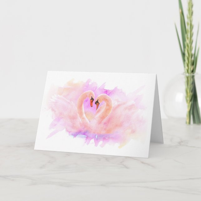 Greeting Card Swans in Love Kort (Framsida)