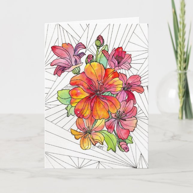 Greeting Card - Vivid Flowers Kort (Framsida)