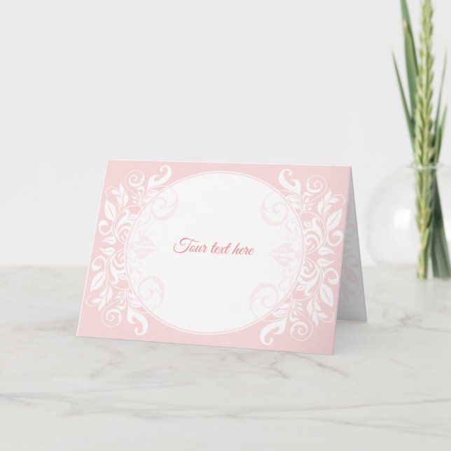 Greeting card, wedding invitation, pink, floral, inbjudan (Framsida)
