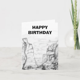 Greeting Card with canyon sketched on it Kort