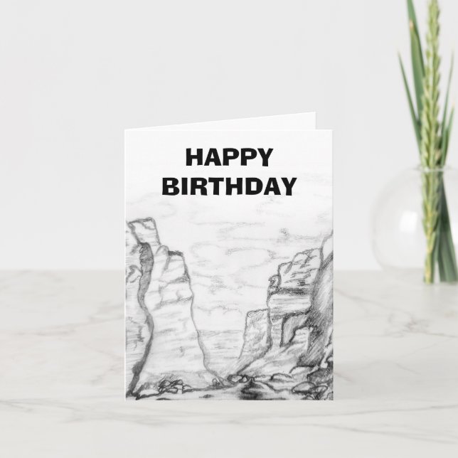Greeting Card with canyon sketched on it Kort (Framsida)