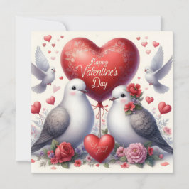 Greeting card with doves in love