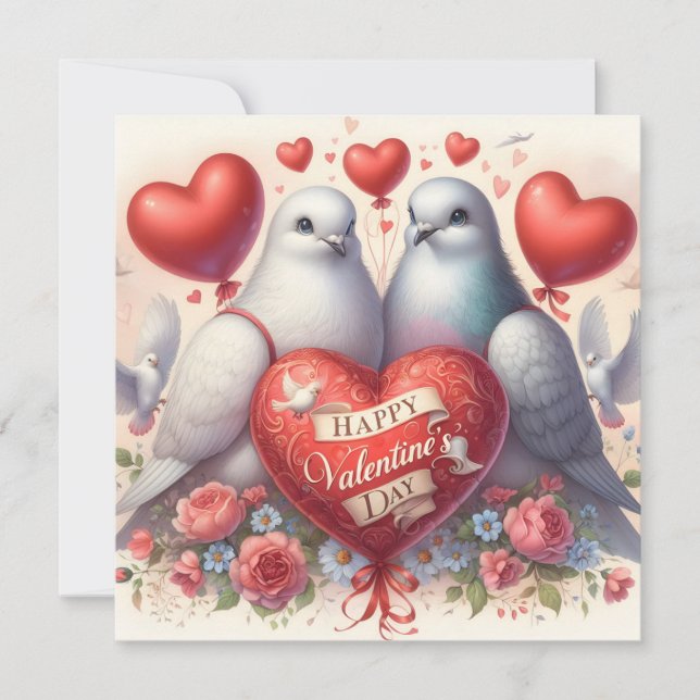 Greeting card with doves in love (Framsida)