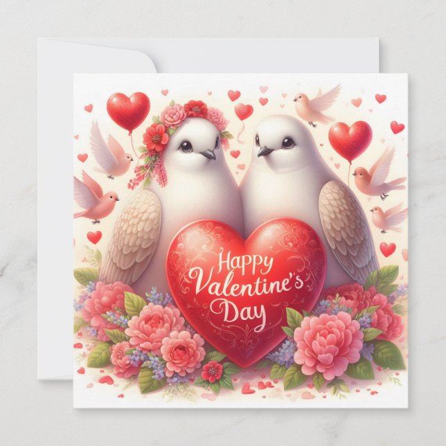 Greeting card with doves in love (Framsida)