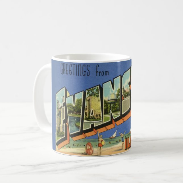 Greeting from Evanston ILL.  Kaffemugg (Framsida vänster)