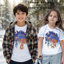 Greeting from the North I Village Fox Kids T Shirt