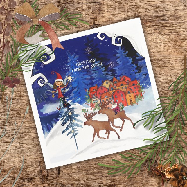 Greeting from the North Moose Village Pappersservett (Greeting from the North Moose Village Napkins)
