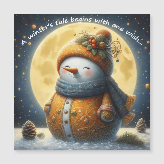 Greeting magnet with a cute snowman (Framsida)