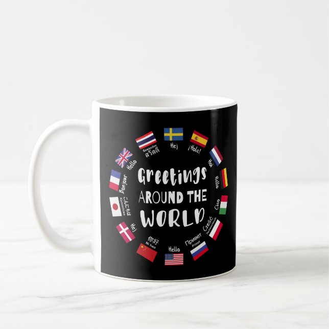 Greetings around the world - Hello in all language Kaffemugg (Vänster)