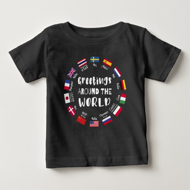 Greetings around the world - Hello in all language T Shirt (Framsida)