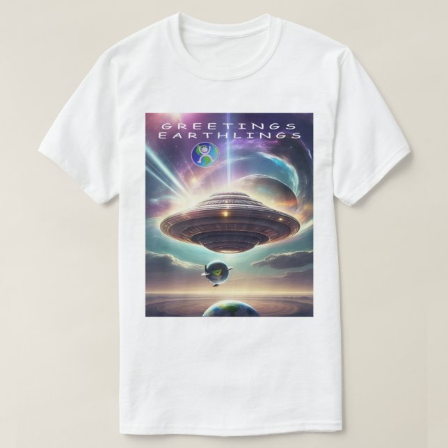 GREETINGS EATHLINGS T-Shirt (Design framsida)