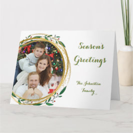 Greetings för Photo Circle Guld Grönt & Red Season Kort