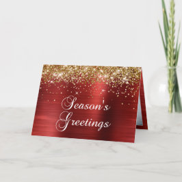 Greetings för Röda foto-säsongen guld Glitter Helgkort