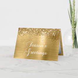 Greetings för Sparkly Guld Family Photo Season Helgkort