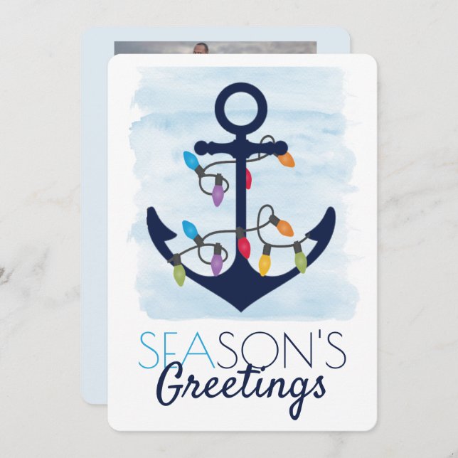 Greetings-foto för julafton Anchor Ljus Julkort (Fram/baksida)