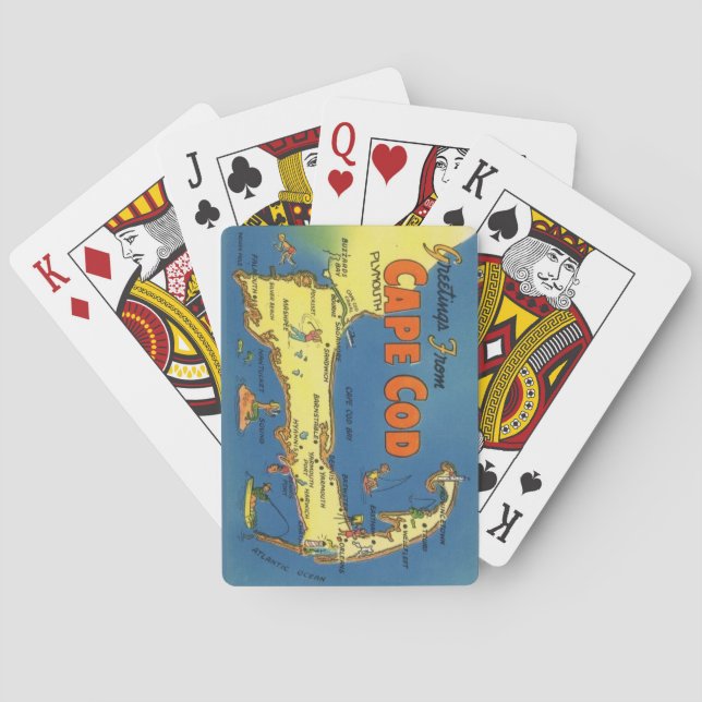 Greetings From Cape Cod Map Ploaying Cards Casinokort (Baksidan)