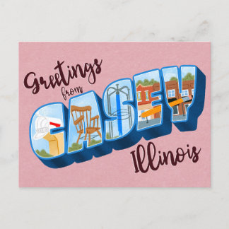 Greetings from Casey, Illinois Vintage Postcard Vykort