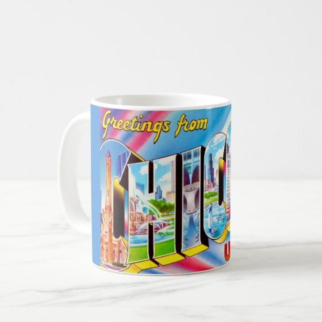  Greetings from Chicago Crazy Colorful Mug Kaffemugg (Framsida vänster)