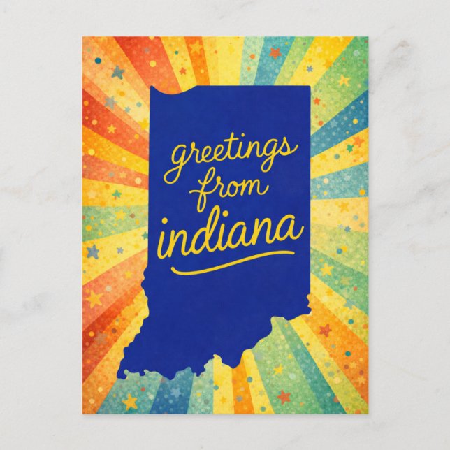 Greetings from Indiana Colorful Vykort (Framsida)