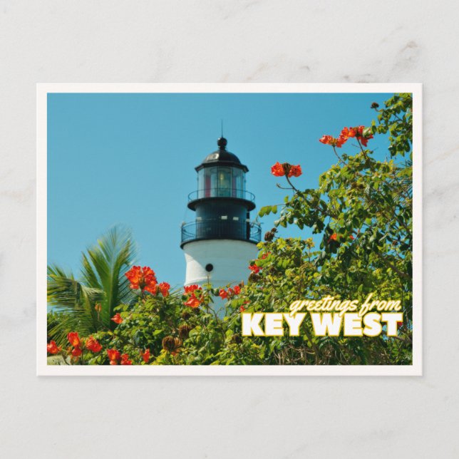 Greetings from Key West Florida Retro Lighthouse Vykort (Framsida)